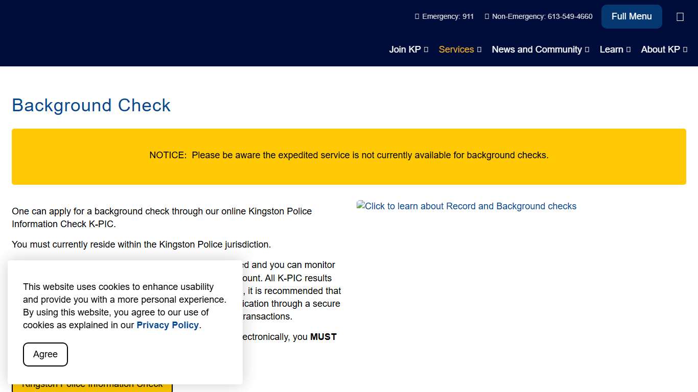 Background Check | Kingston Police